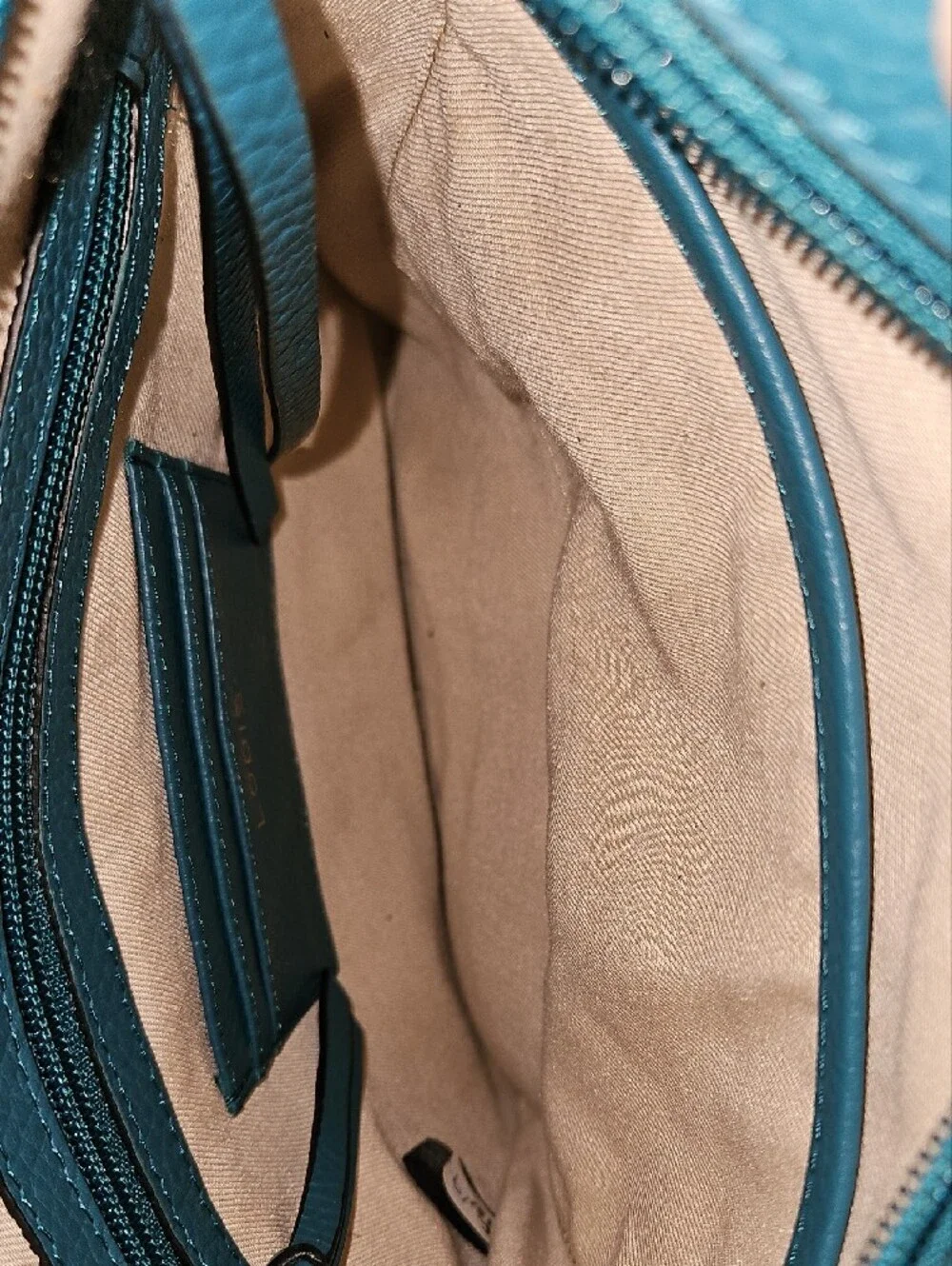 Lodis Teal Pebbled Leather Crossbody with Gold Accent